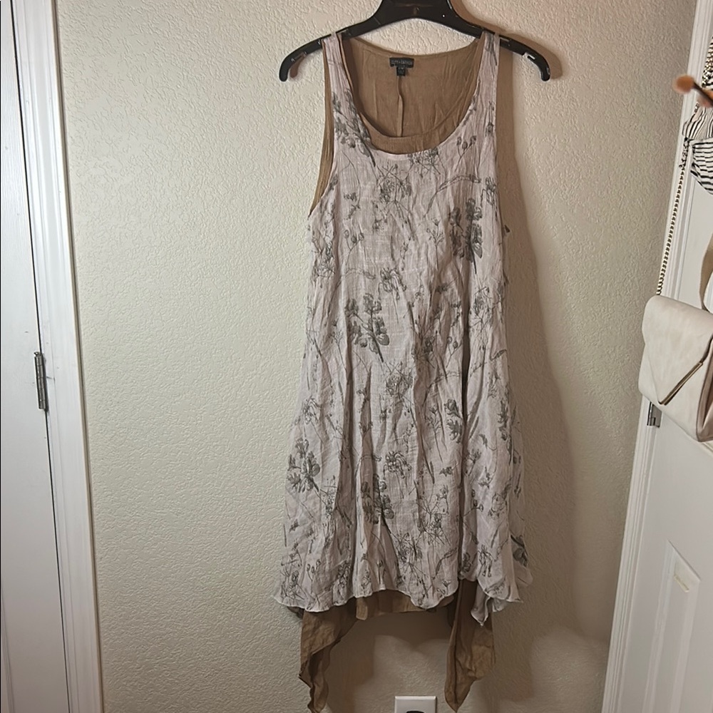 Coco + Carmen Tan and Cream Asymmetrical High-Low Sundress